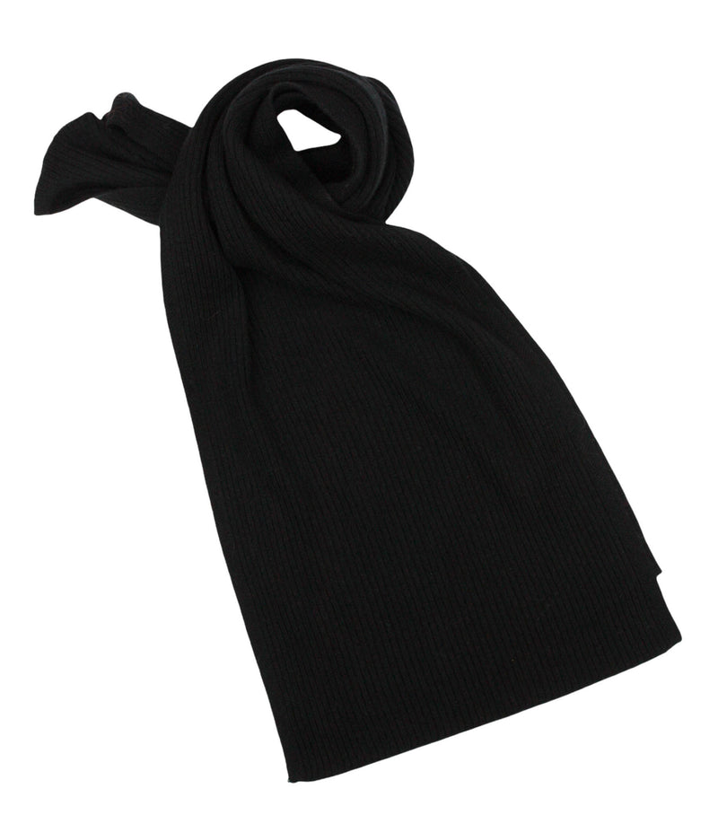 Cashmere Merino Scarf - Ribbed Knit - Soft Warm Stylish Winter scarves for Women & Men - Black