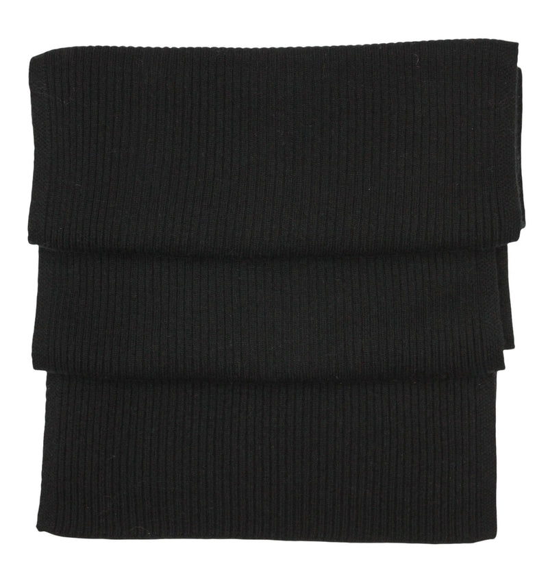 Cashmere Merino Scarf - Ribbed Knit - Soft Warm Stylish Winter scarves for Women & Men - Black