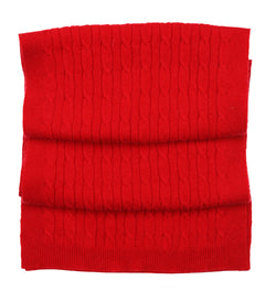 Cashmere Merino Scarf - Cable Knit - Soft Warm Stylish Winter Scarves for Women & Men - Red