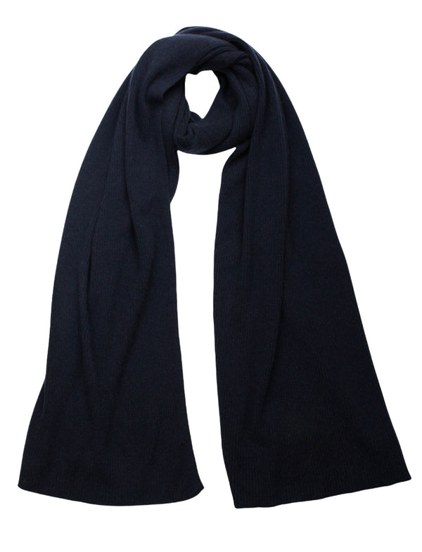 Blanket Scarves - Super-Sized Wraps in Cashmere Merino - Shawl or Giant Scarf - Ribbed Design - Perfect for Winter and Ideal for Travel - Navy Blue