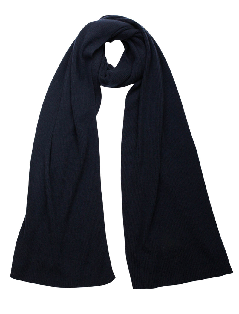 Blanket Scarves - Super-Sized Wraps in Cashmere Merino - Shawl or Giant Scarf - Ribbed Design - Perfect for Winter and Ideal for Travel - Navy Blue