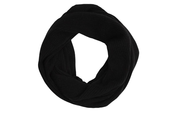 Adorawool Snood - Ribbed Design in Cashmere Merino - Black