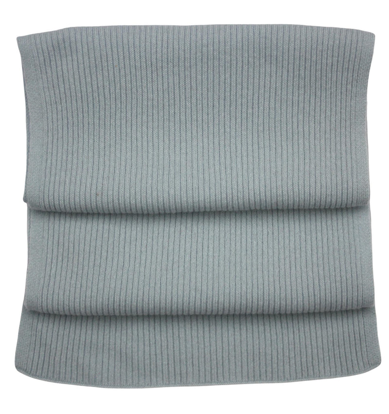 Cashmere Merino Scarf - Rib Knit - Soft Warm, Stylish Winter Scarf for Women & Men - Pale Blue