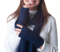 Fingerless Gloves - Hand & Wrist warmers - Cashmere & Merino - Warm Soft Wool for Winter - Navy