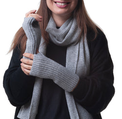 Cashmere Merino Fingerless Gloves - Hand & Wrist warmers - Flannel Grey